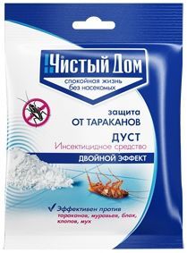 Средство для уничтожения тараканов, блох, клопов, муравьев пакет  Дуст дезар, 50г; Чистый дом