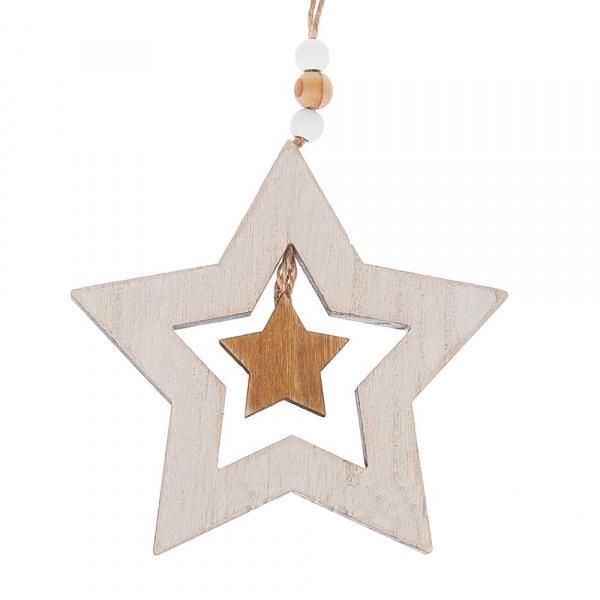 картинка Елочное украшение "Звезда", 13см (дерево)  от магазина Флоранж