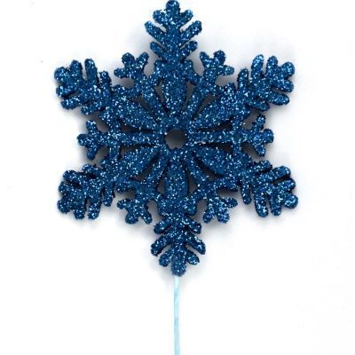 картинка Вставка Снежинка с глиттером, 8хH20см, синий от магазина Флоранж