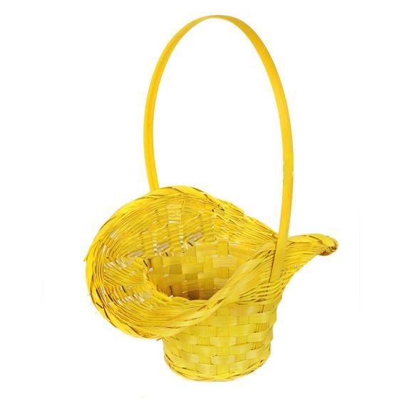 картинка Корзина плетеная Шляпка (бамбук), желтая, 21x13xH14/29см от магазина Флоранж