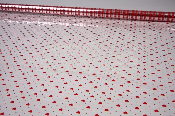 Рулон пленка Мелкие сердца, красный, 70см; Россия