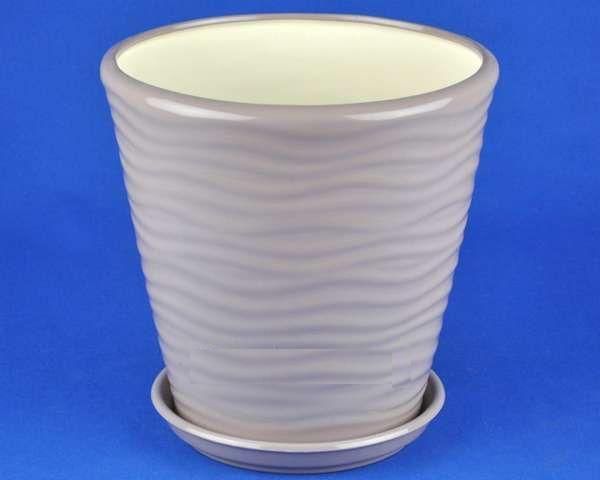 картинка Горшок керамический  Волна, шелк-аметистовый, 33х32см,13,5л; Китай от магазина Флоранж